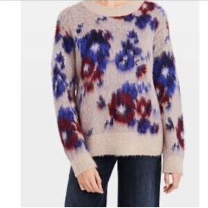 Club Monaco Floral Crew Neck Sweater Womens Small